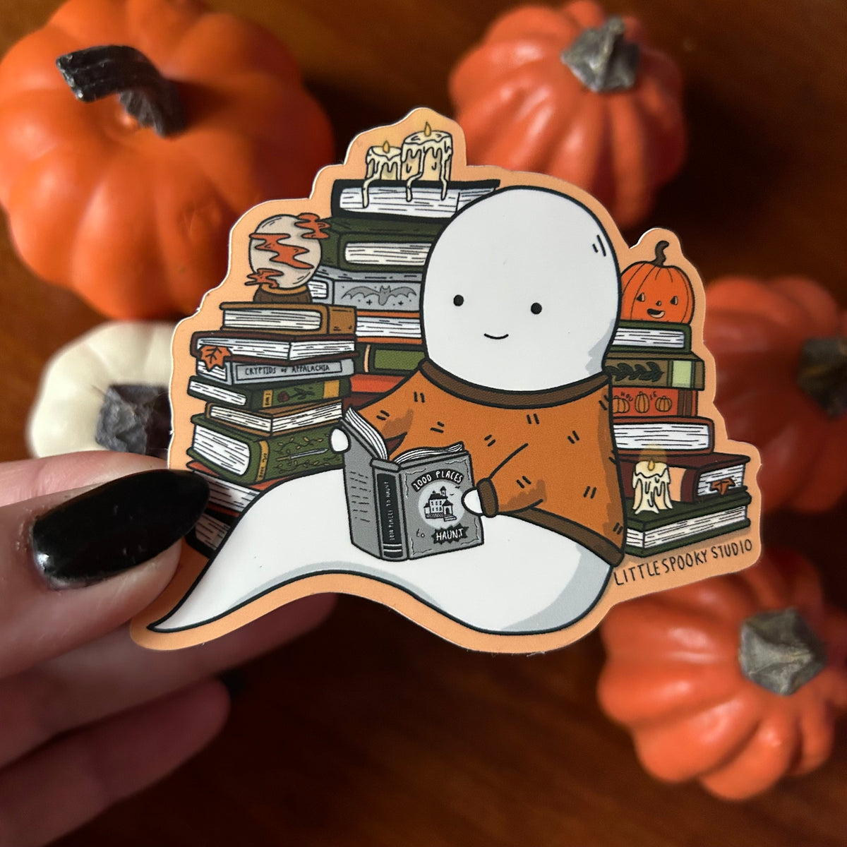 Reading Ghostie Sticker – Little Spooky Studio