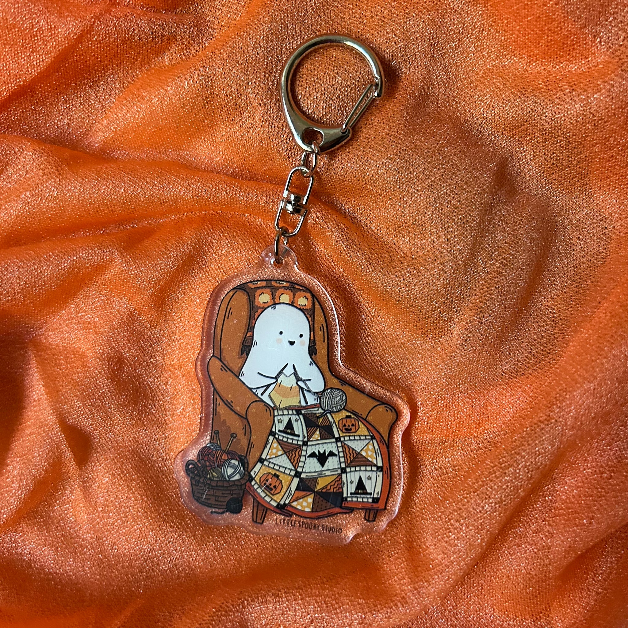 Knitting Ghostie Acrylic Keychain