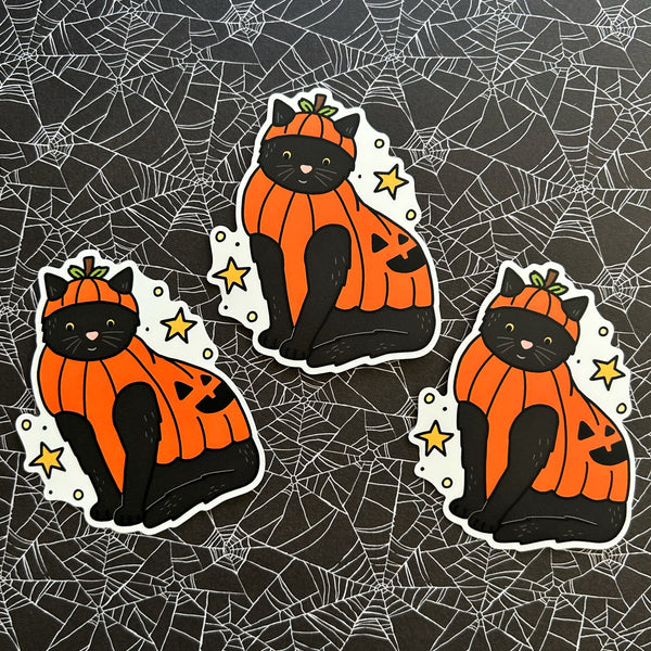 Beanie Pumpkin Cat Sticker