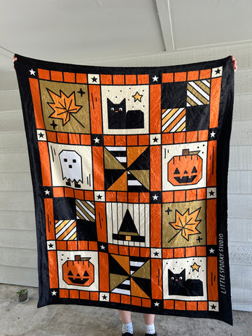 Faux Halloween Quilt Throw Blanket