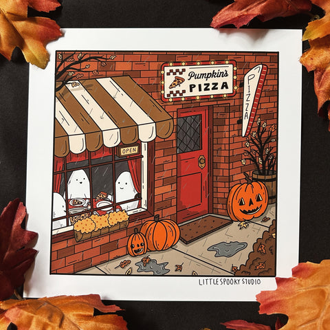Pumpkin's Pizza Square Art Print