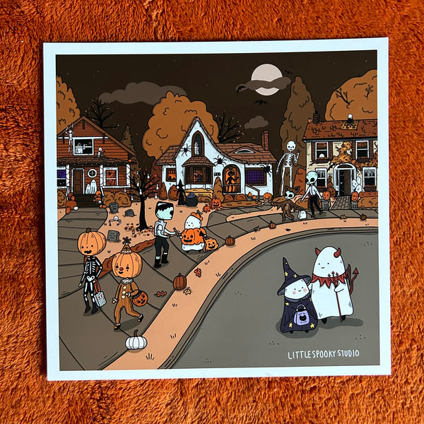 Trick or Treating Square Art Print