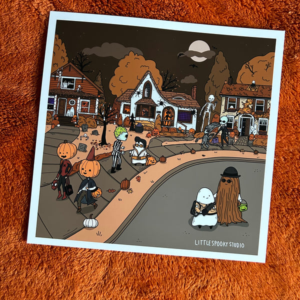 Trick or Treating Square Art Print