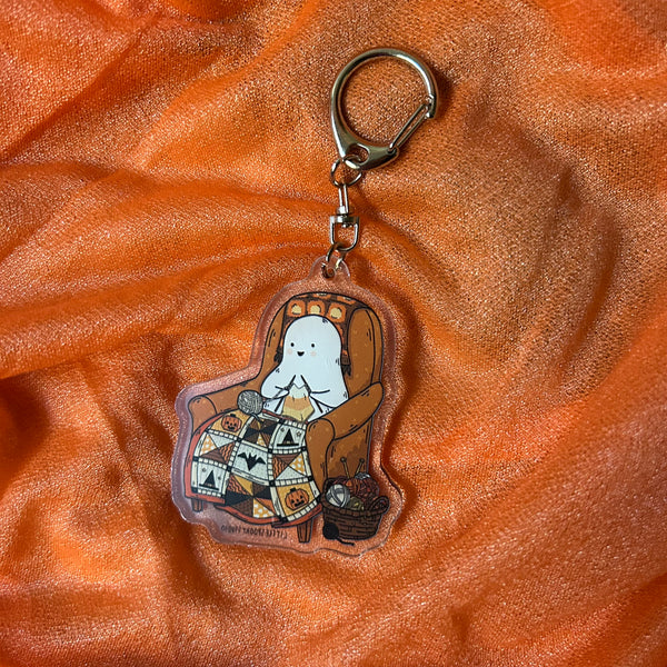 Knitting Ghostie Acrylic Keychain