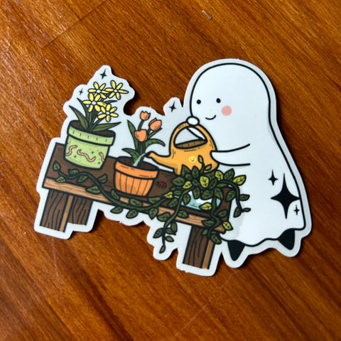 Gardening Ghost Sticker