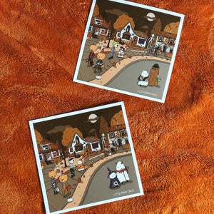 Trick or Treating Square Art Print