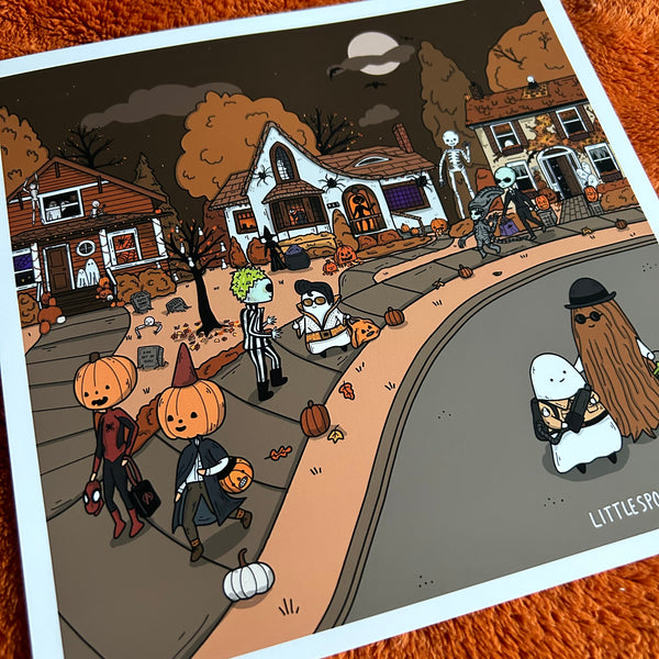 Trick or Treating Square Art Print