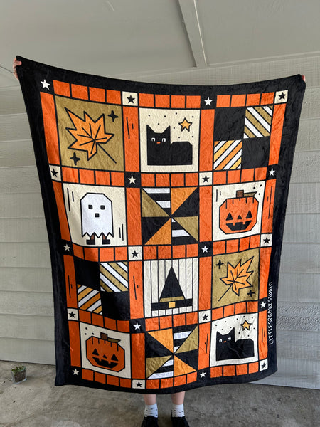 Faux Halloween Quilt Throw Blanket