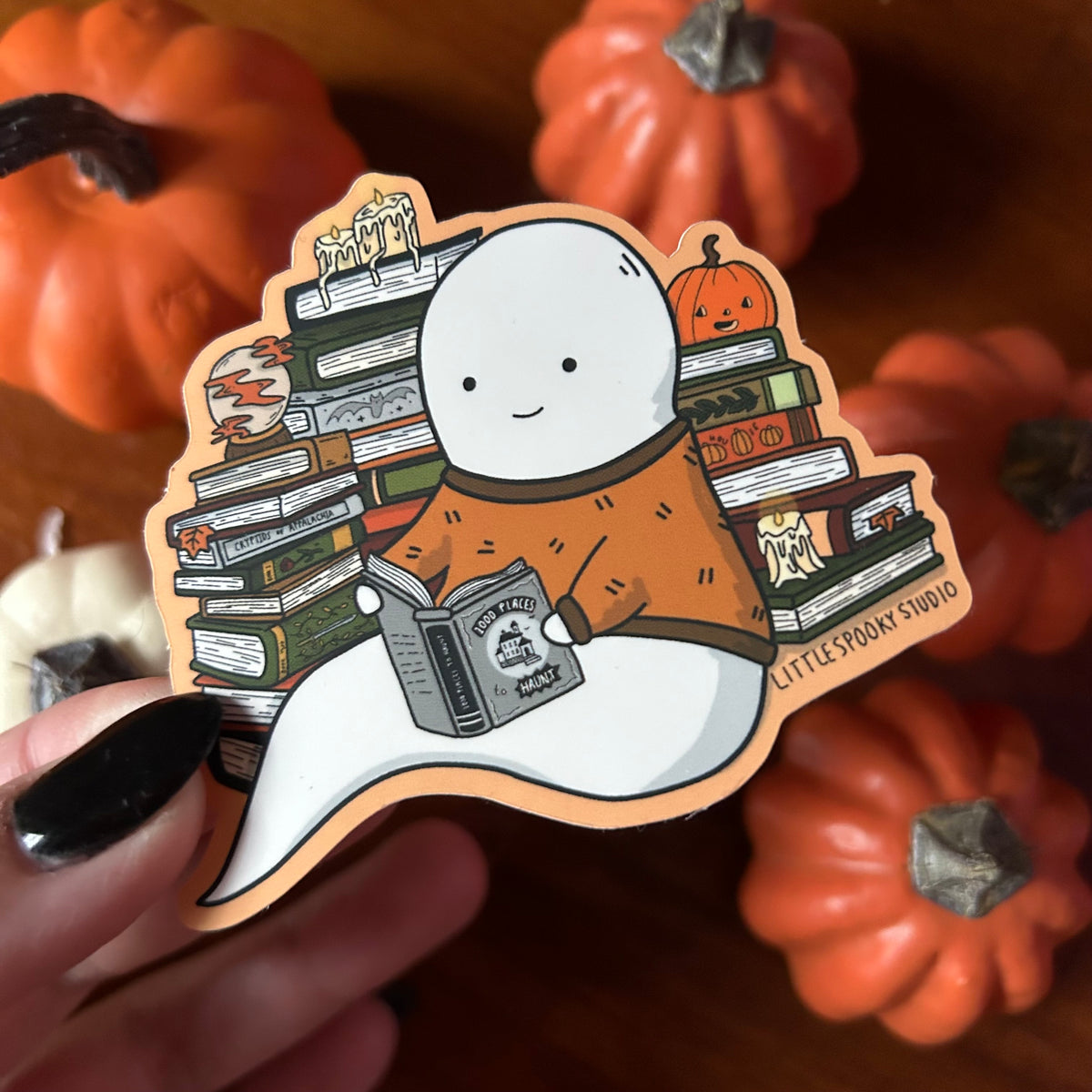 Reading Ghostie Sticker – Little Spooky Studio