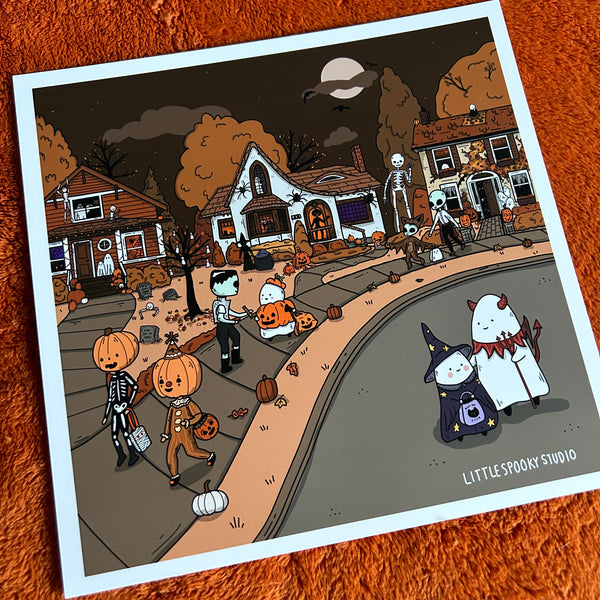 Trick or Treating Square Art Print