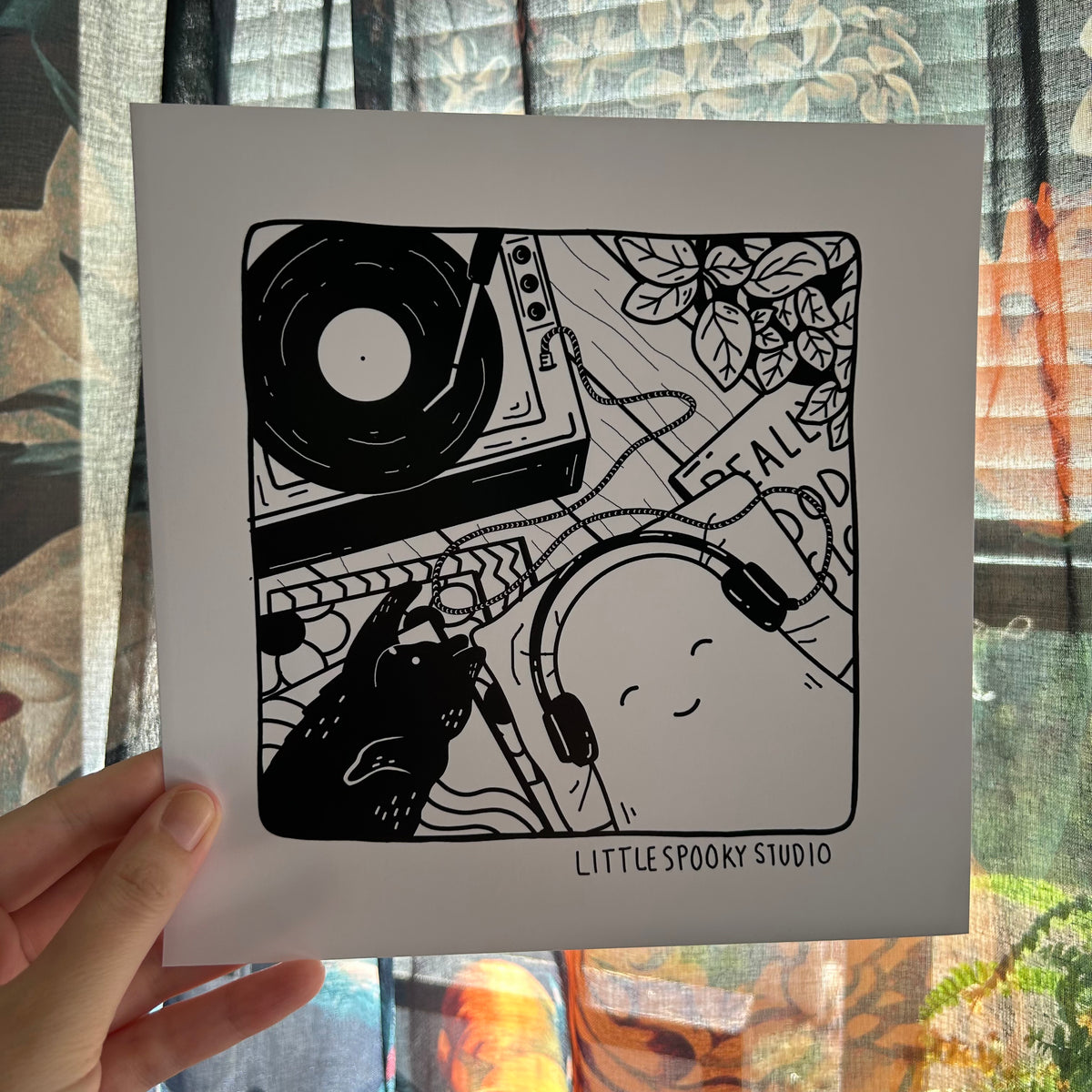 Record Day Square Art Print – Little Spooky Studio