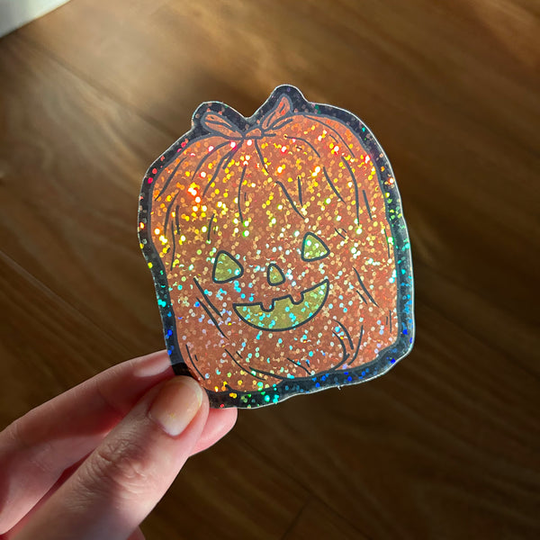 Glitter Pumpkin Lawn Bag