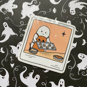 Baking Ghostie Polaroid Clear Sticker