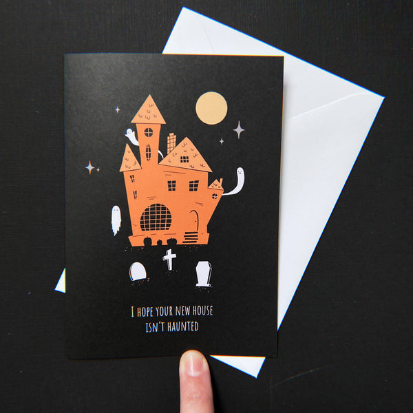 Housewarming Haunted Home Blank Greeting Card