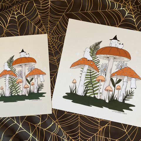 Mushroom Ghosts Art Print