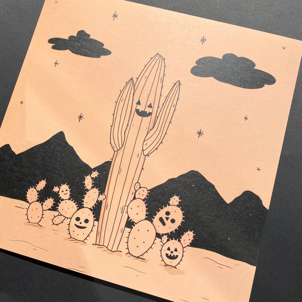 Spooky Desert Cacti 8x8 Print