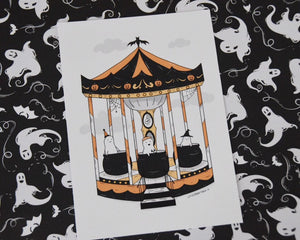 Ghost Carousel Halloween Print