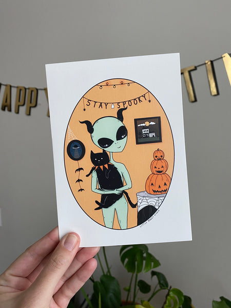 Alien and Cat Art Print