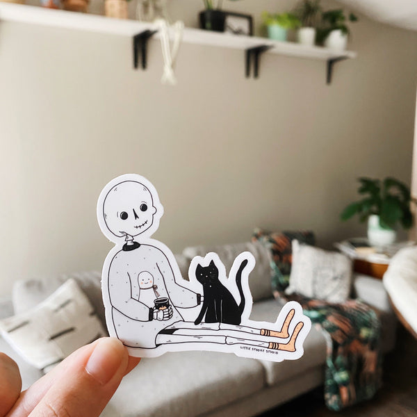 Self Care Skelly Sticker