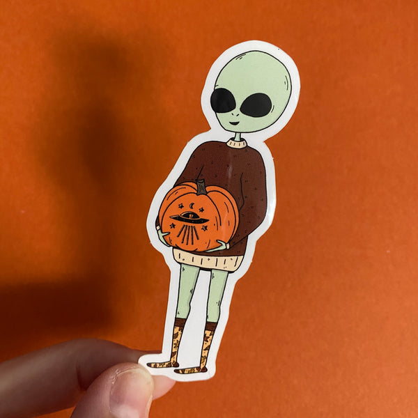 UFO Alien Pumpkin Sticker