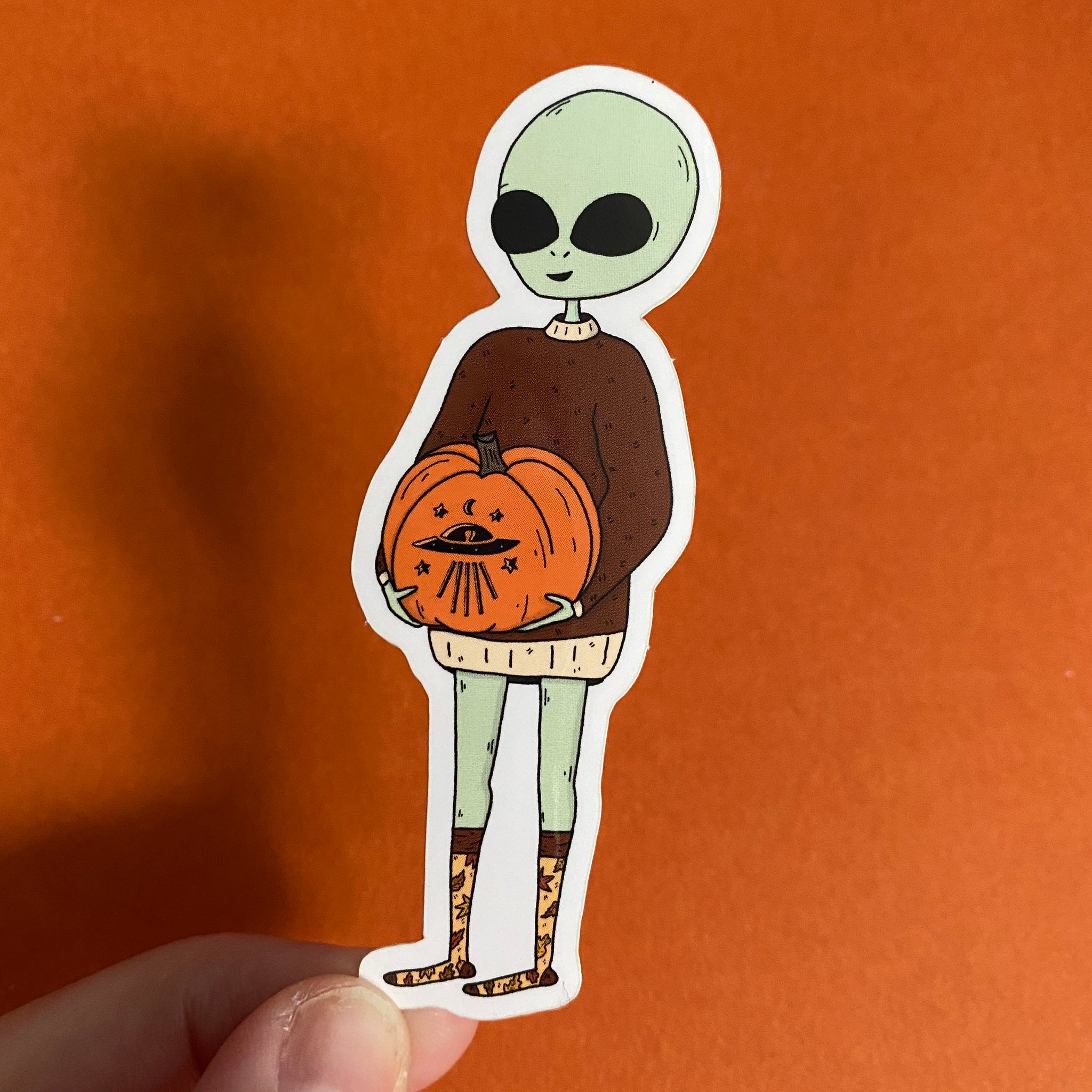 UFO Alien Pumpkin Sticker