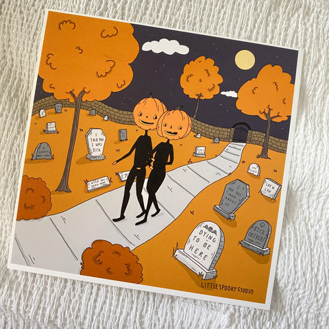 Cemetery Stroll Square Art Print